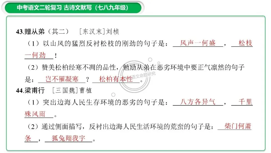 中考古诗文二轮复习默写-理解性默写-课件(PPT85张) 第31张