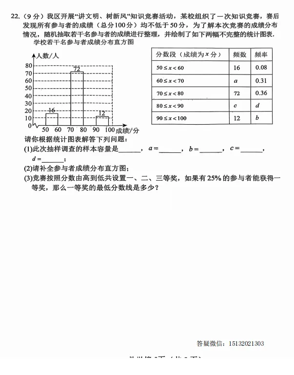 2025河北省八下期中教学质量监测数学试卷(人教版) 第6张