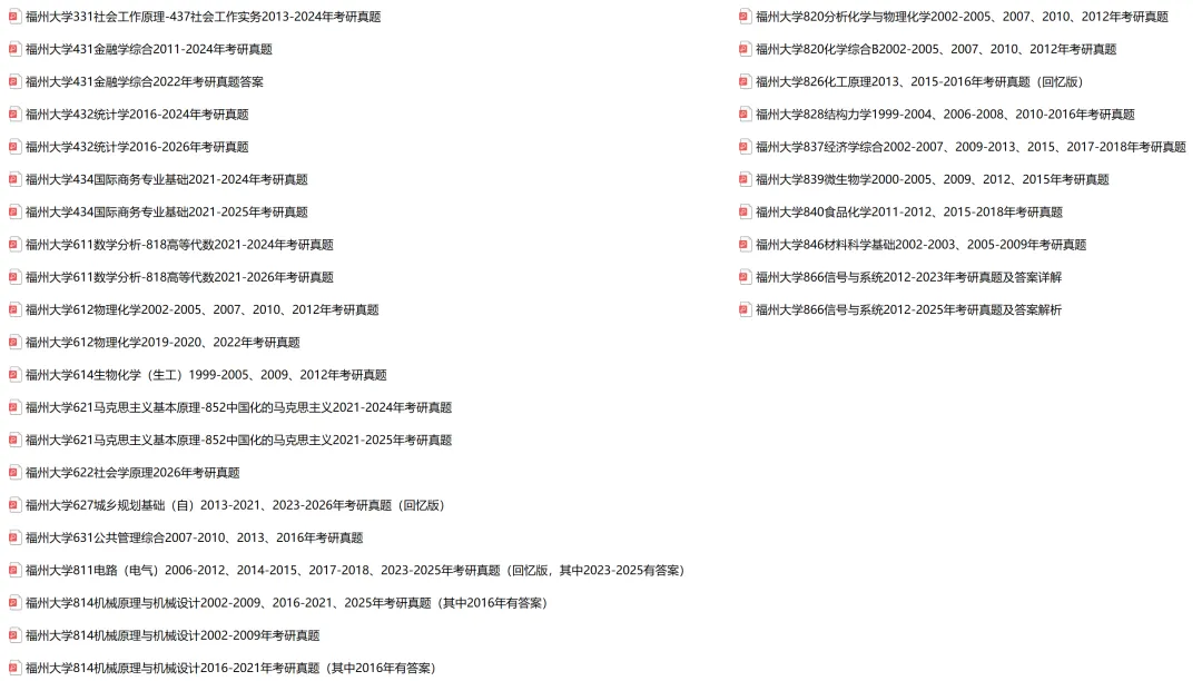 2027考研||福州大学考研专业课历年真题汇总(含2026真题+2025+2024) 第2张