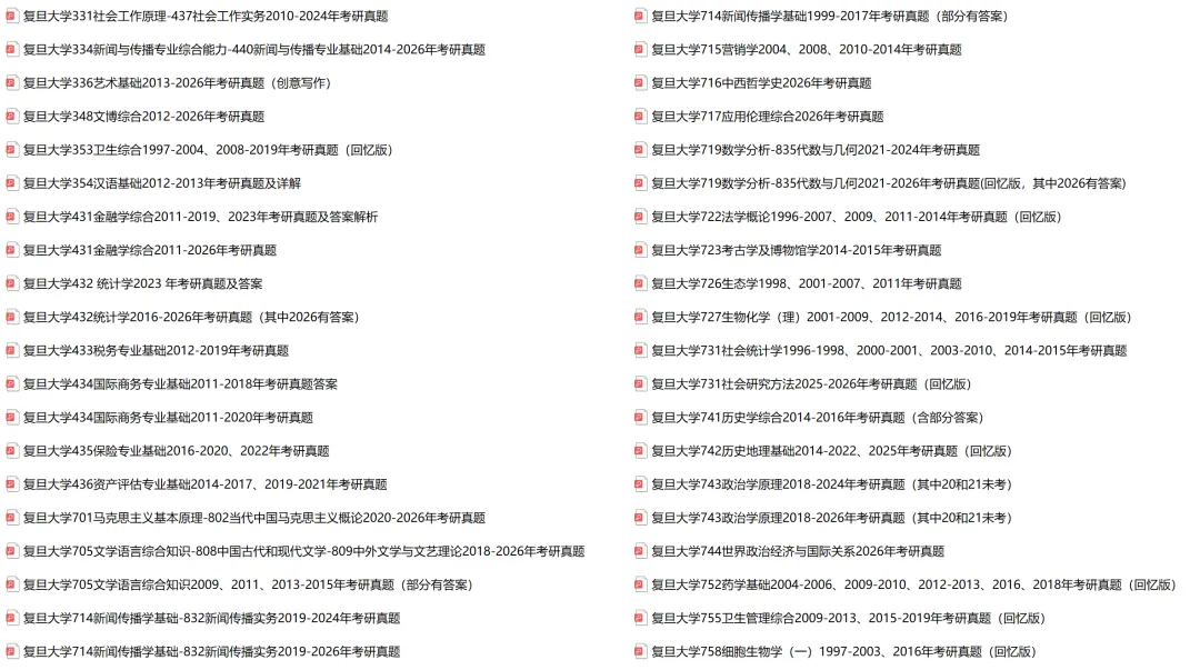 2027考研||复旦大学考研专业课历年真题汇总(含2026真题+2025+2024) 第2张