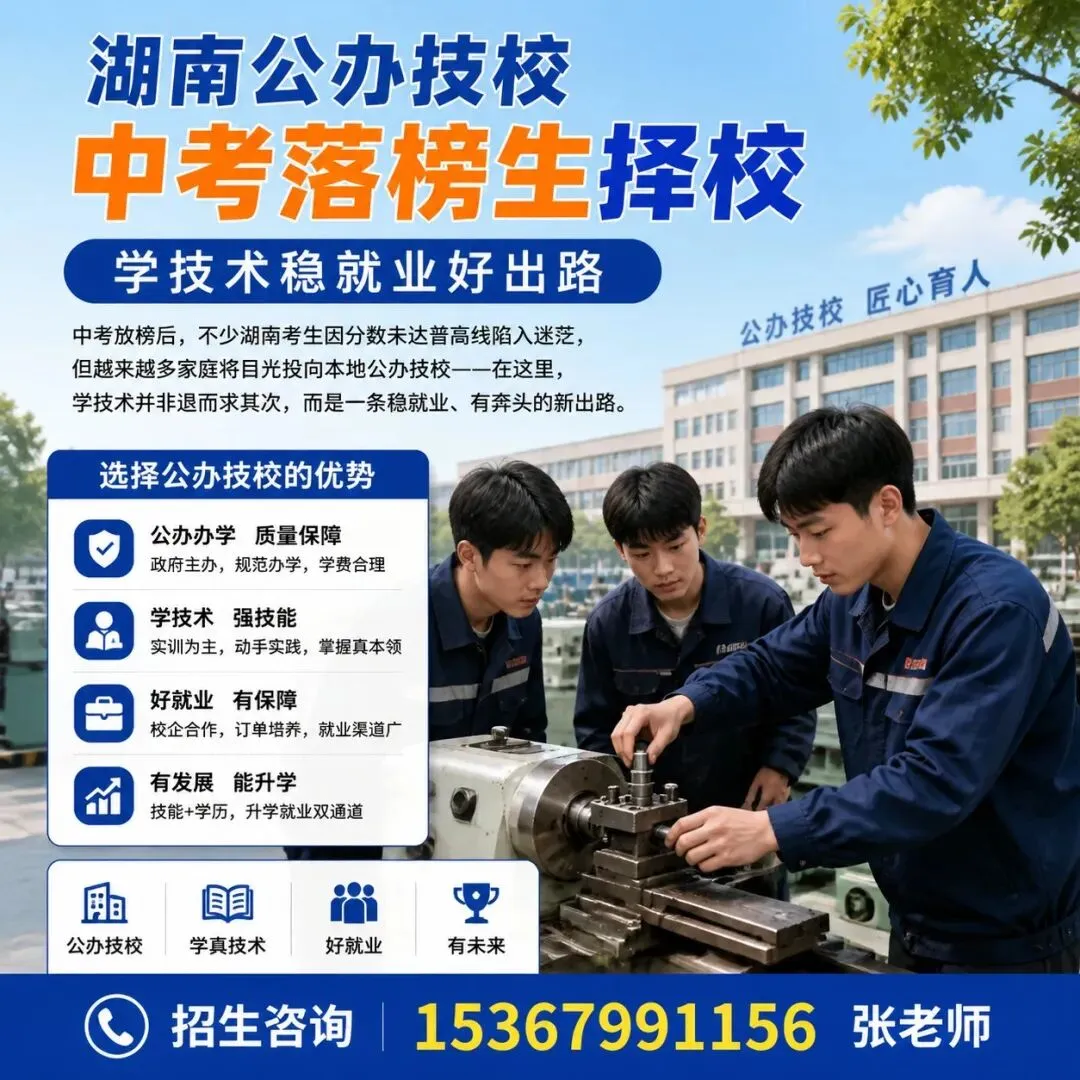 湖南公办技校中考落榜生择校 学技术稳就业好出路 第1张