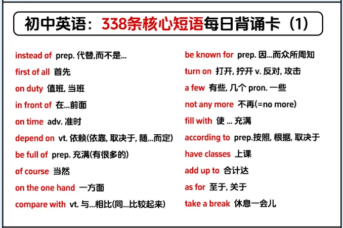 中考常考短语汇总集 第28张