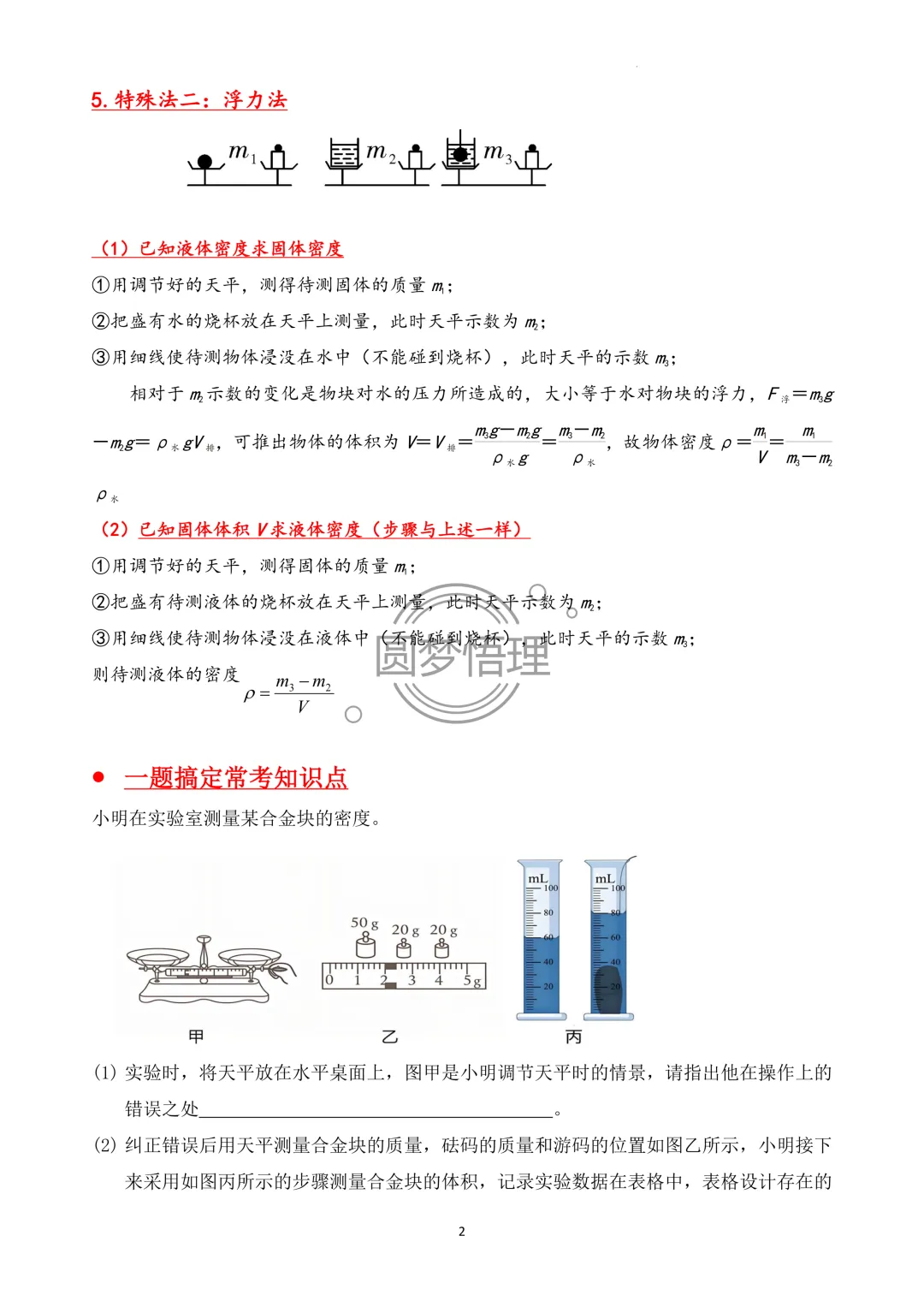 中考物理实验精解精练05测物质密度 第2张