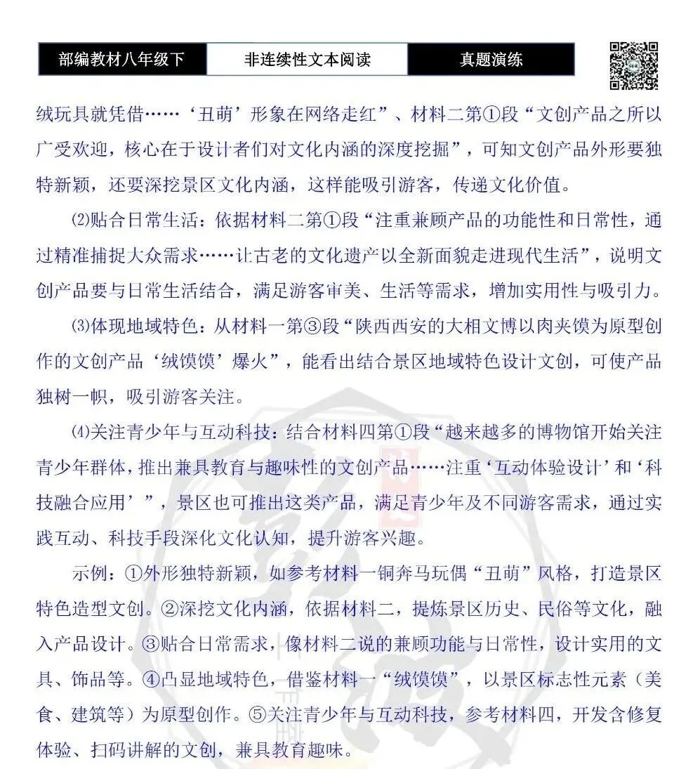 【非连续性文本阅读-真题演练】八年级下-12-文创产品-试题精析 第9张