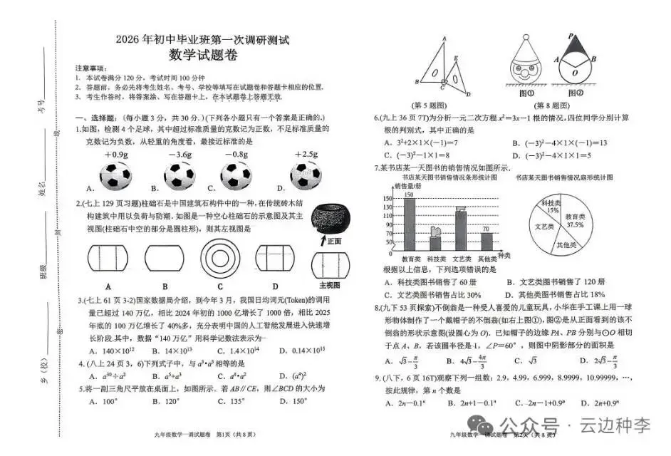 中考数学调研考试 第1张