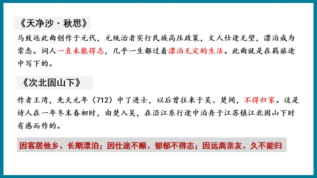 2026年中考专题复习:羁旅思乡类诗歌三首整合 ppt 第8张