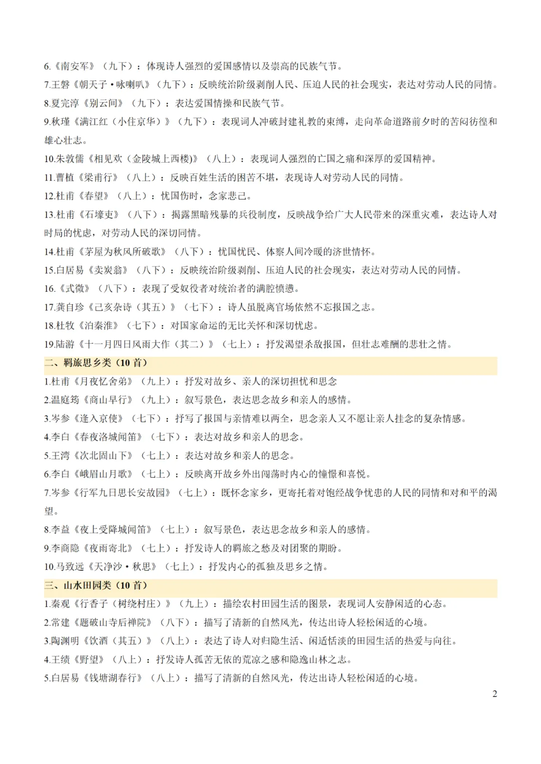 2025年中考语文冲刺:古诗词情感主旨、用典、哲理整理 第4张