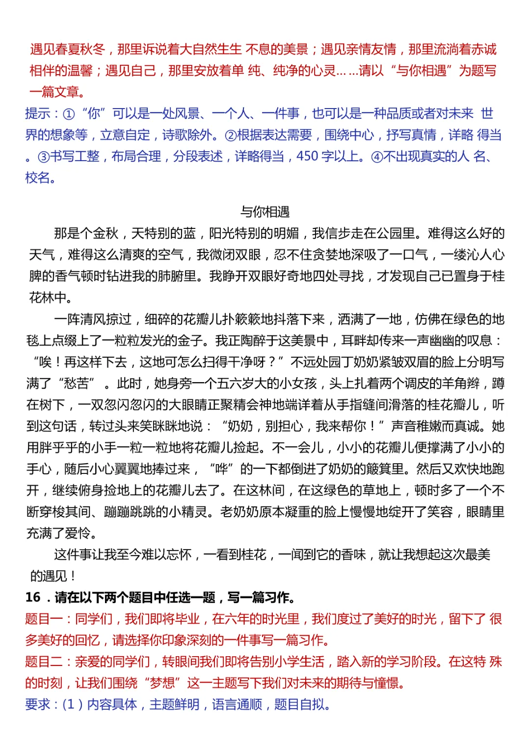 26春六年级下册语文《 小升初作文真题汇总50题》完整电子版可打印 第16张