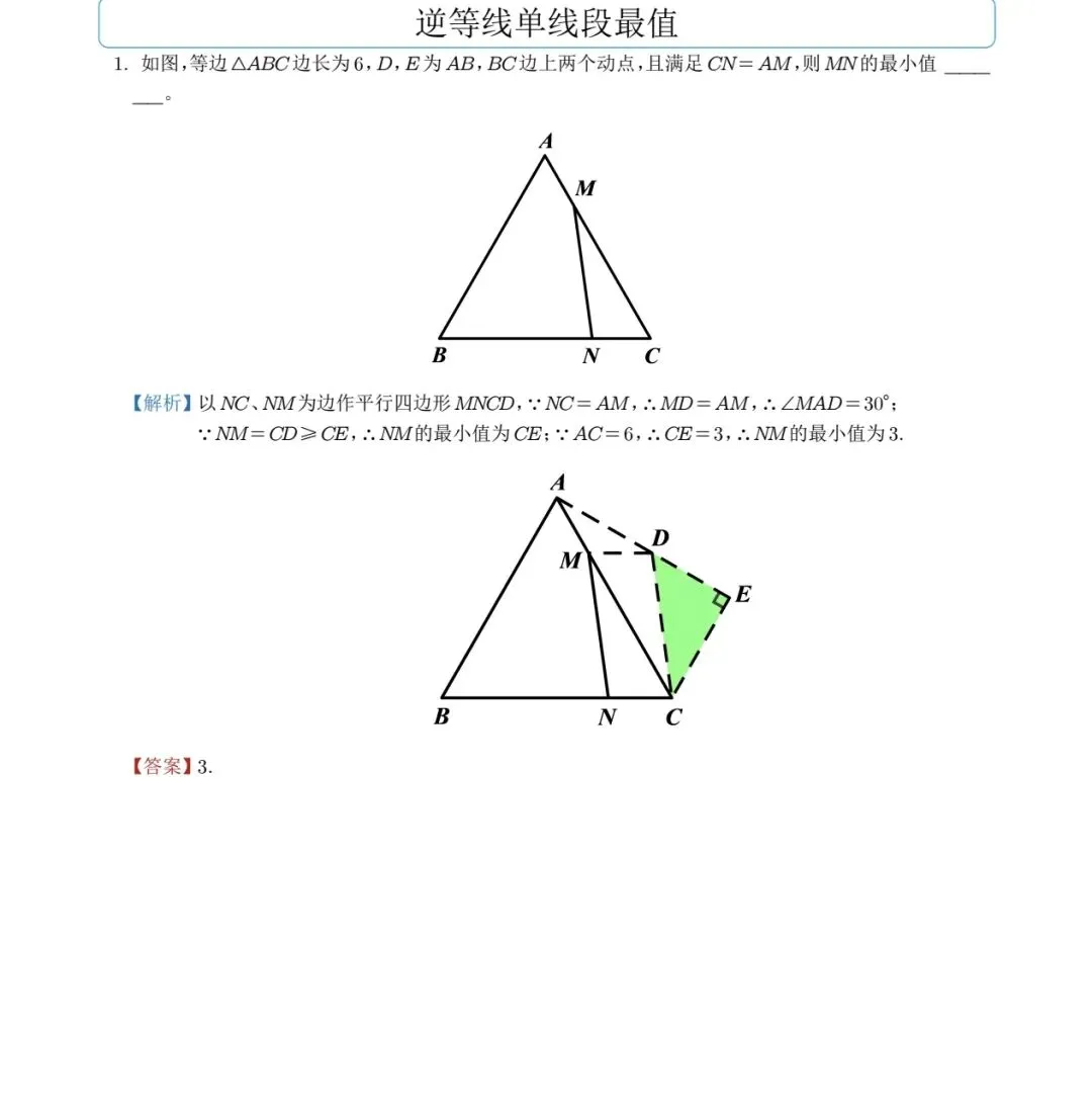 中考之逆等线好题分享 第1张