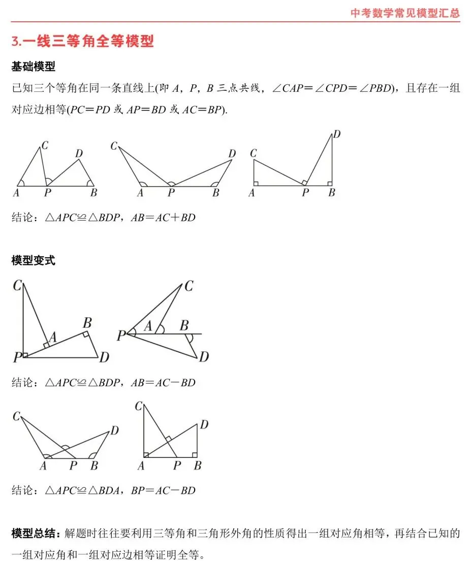 熬夜整理|中考数学常考几何模型汇总 第3张