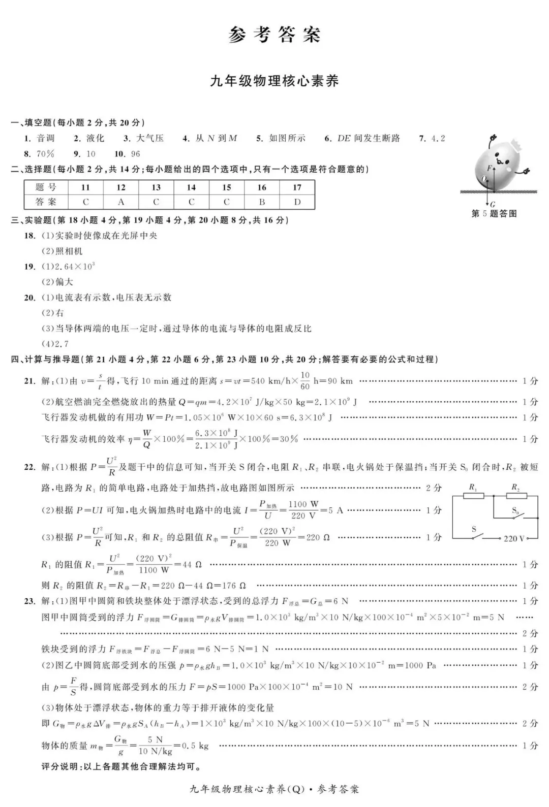 安徽2026中考物理二模试卷+答案 第5张