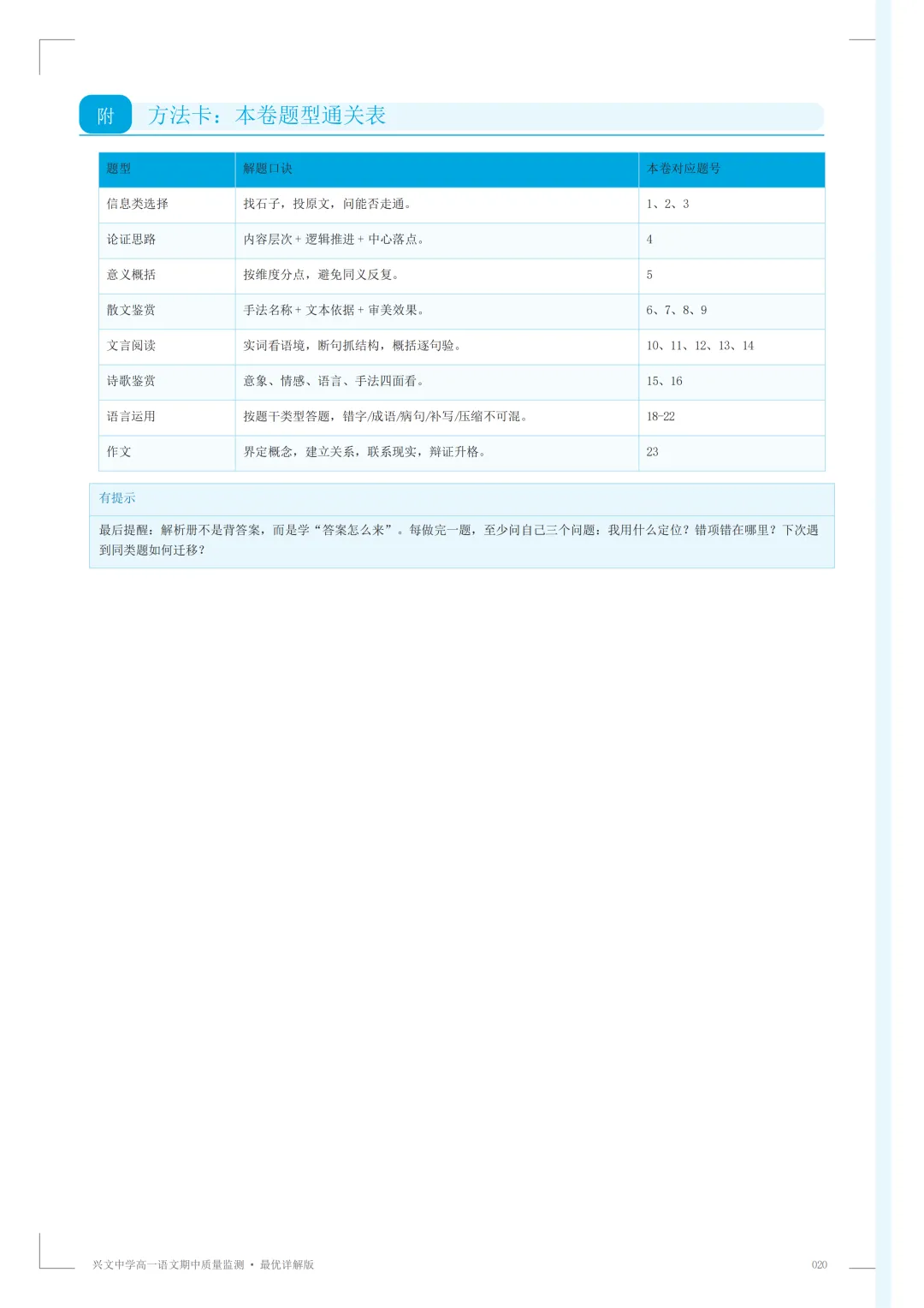 普宁市兴文高一语文期中考答案 第21张