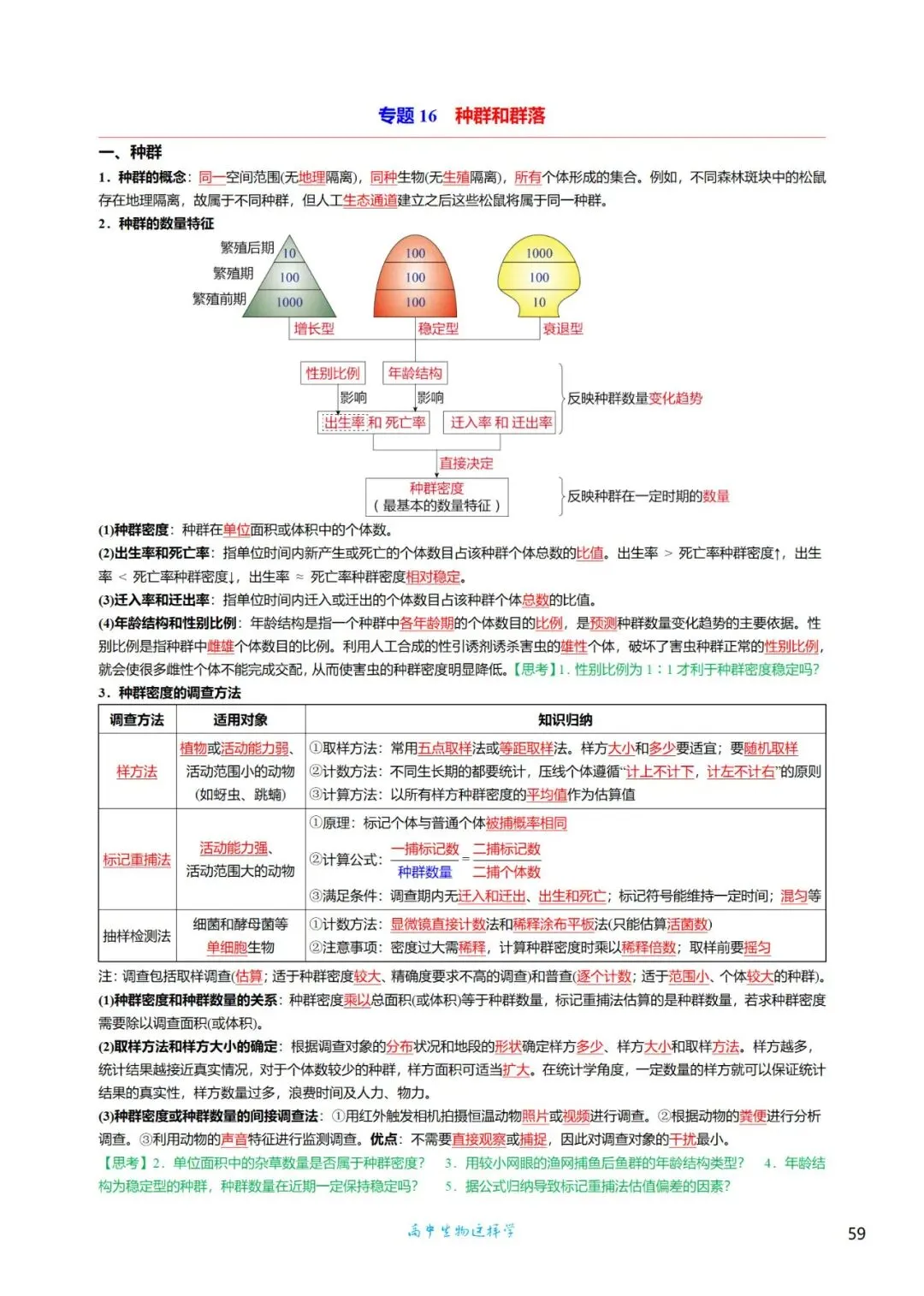 高三考前回归——高中生物基础知识+经典真题 第59张