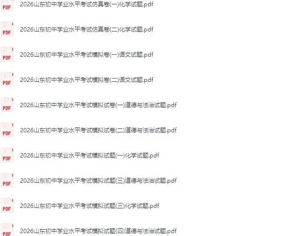 【山东】2026初中《中考考试模拟卷押题汇编》全科 pdf电子版下载 第14张
