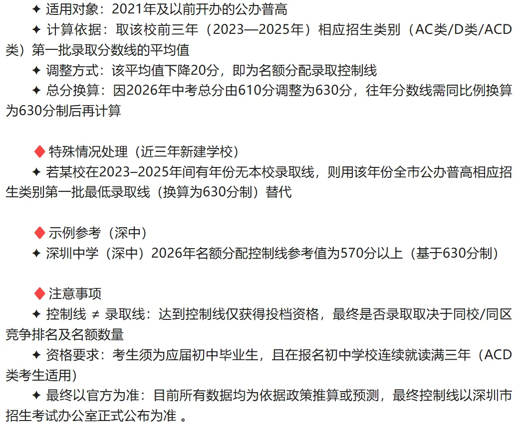 深圳中考资讯 | 2026年公办普高名额分配录取控制线参考!家长替孩子收藏! 第1张