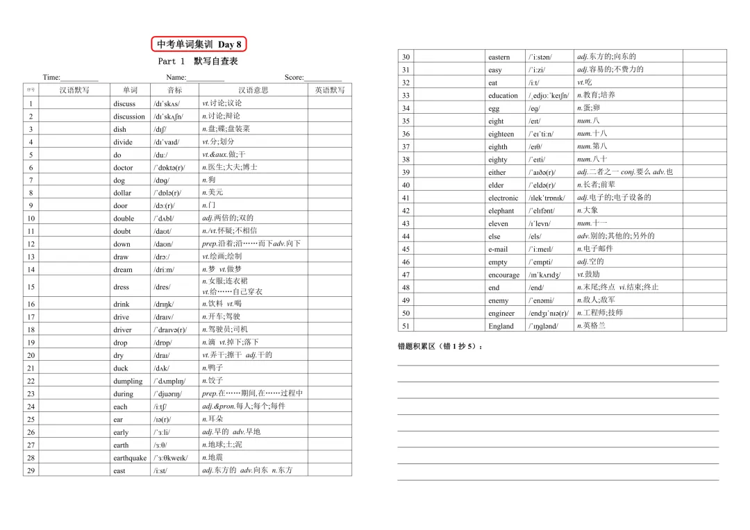 【240知识梳理】中考课标单词集训8-12(合集正在更新中) 第3张