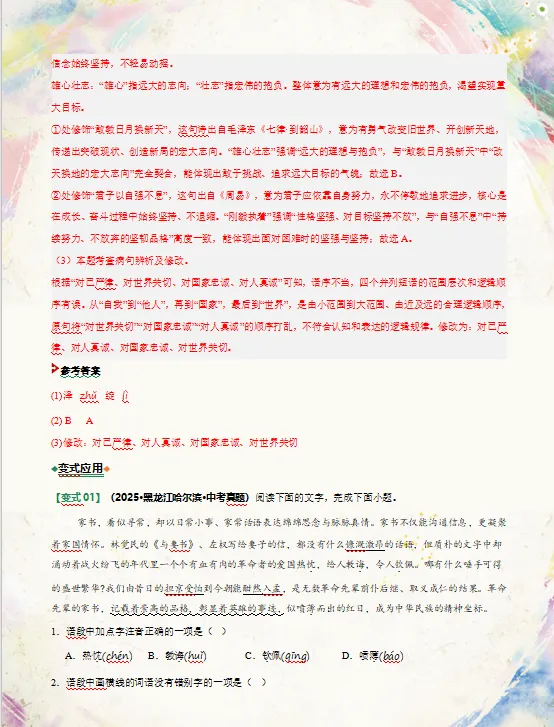2026年中考语文二轮复习知识清单,含答题技巧,解题方法、母题精讲等,还没掌握的,抓紧了,考试拿高分! 第9张