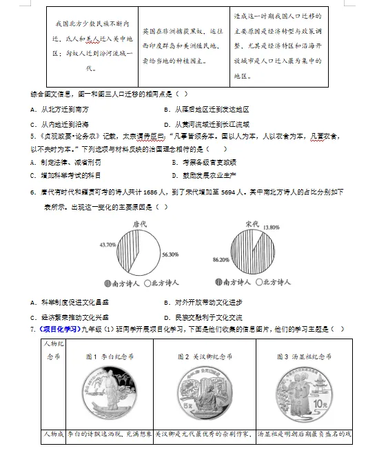 2026年中考历史第一次模拟卷(共2套),附答案,考前刷一遍,轻松冲刺90+!(全国通用版) 第5张