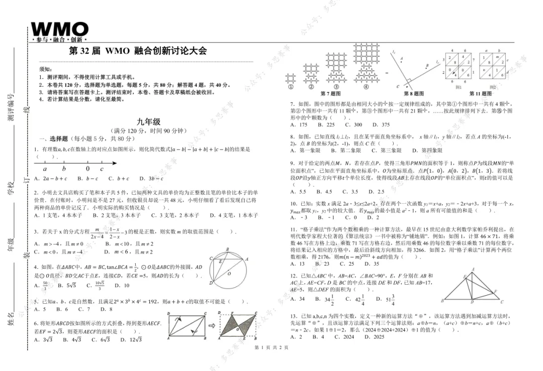免费领!2-9年级第32届WMO真题卷,附32-33届视频讲解! 第50张