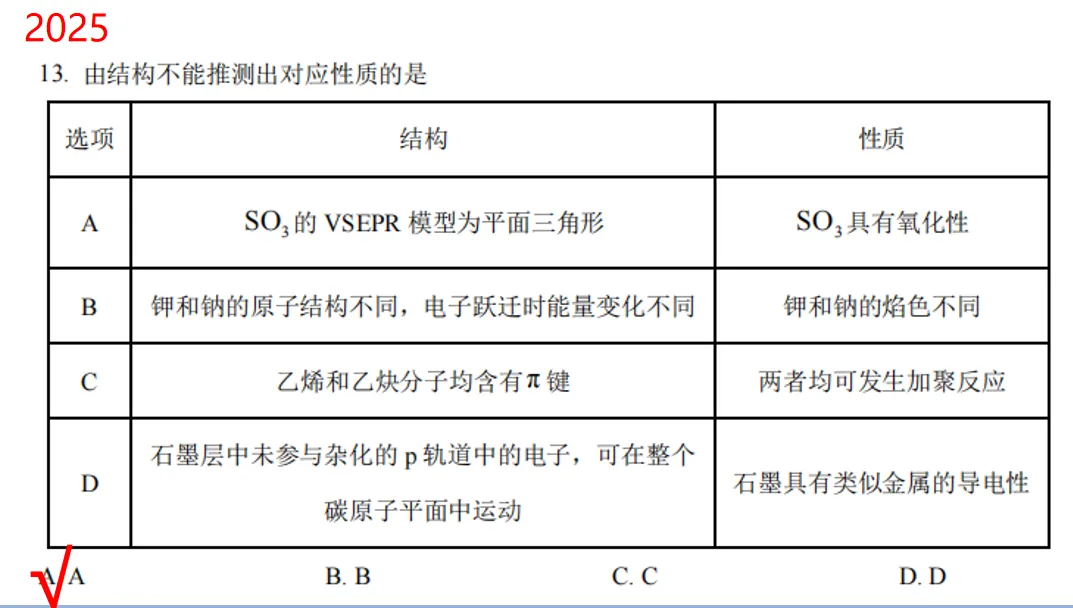 化学高考历年真题选择题题型归纳 第26张