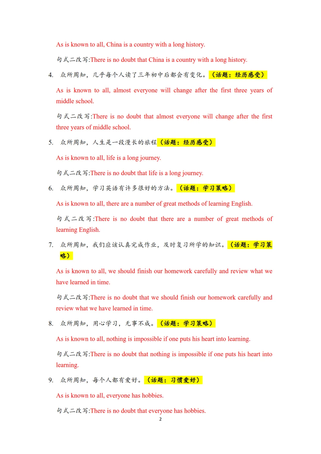 2026中考英语作文句式训练——万能句型+模板+范文(学生版+教师版) 第4张
