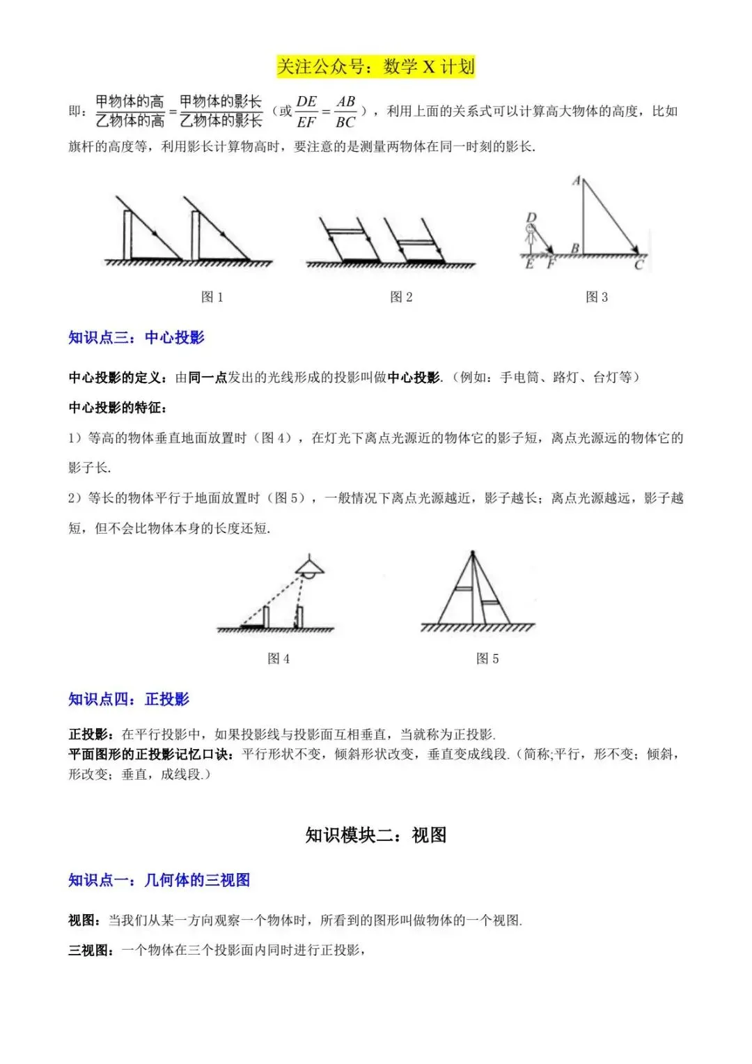 2026年中考数学难考及常考知识点:投影与视图 (2大模块知识梳理+8个考点+3个易错点)(原卷版) 第3张