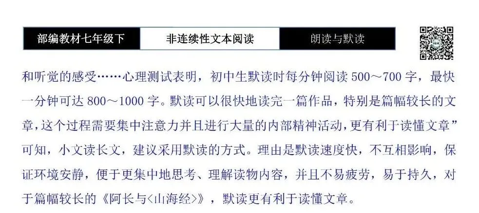 【非连续性文本阅读-真题演练】七年级下-13-朗读与默读-试题精析 第9张