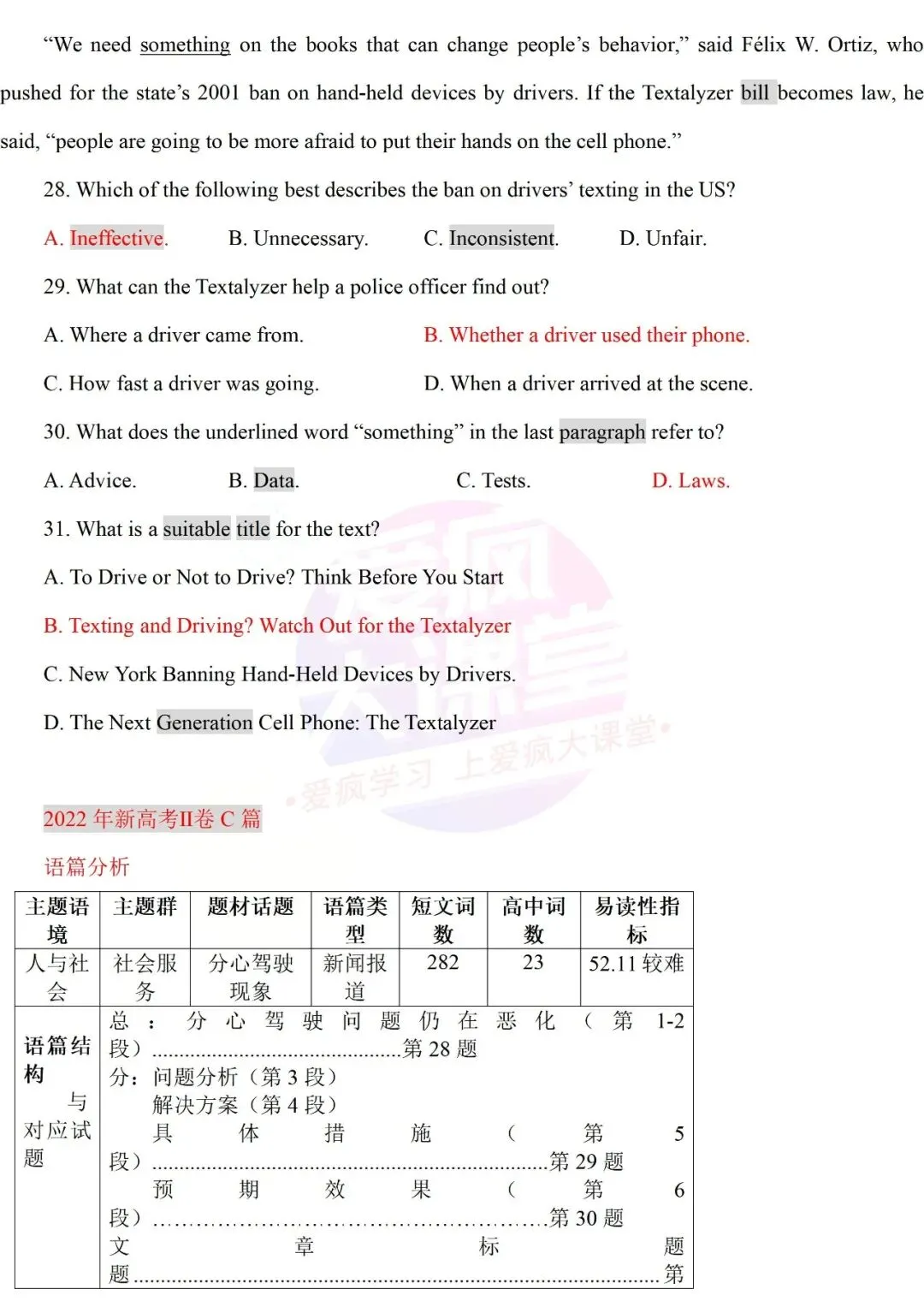 真题详解 | 2022年高考英语新课标Ⅰ、Ⅱ卷试题精析(文档可下载) 第21张