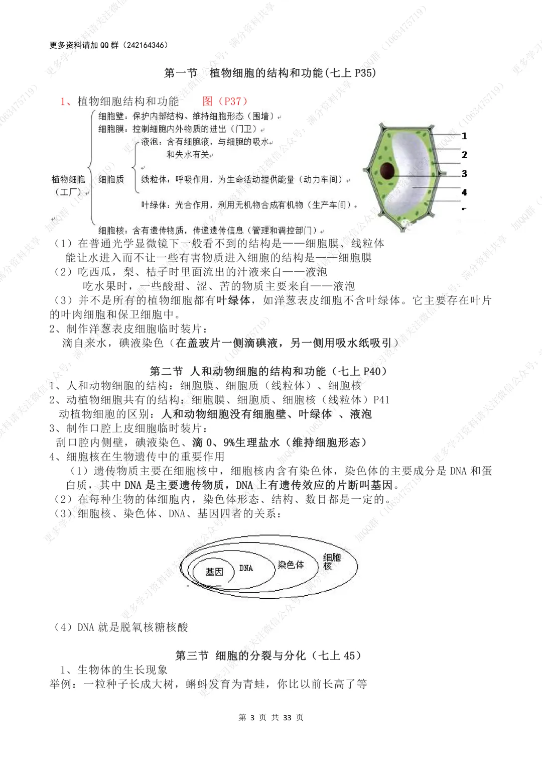 【初中生物】中考总复习苏教版初中生物知识点总结(pdf分享) 第4张