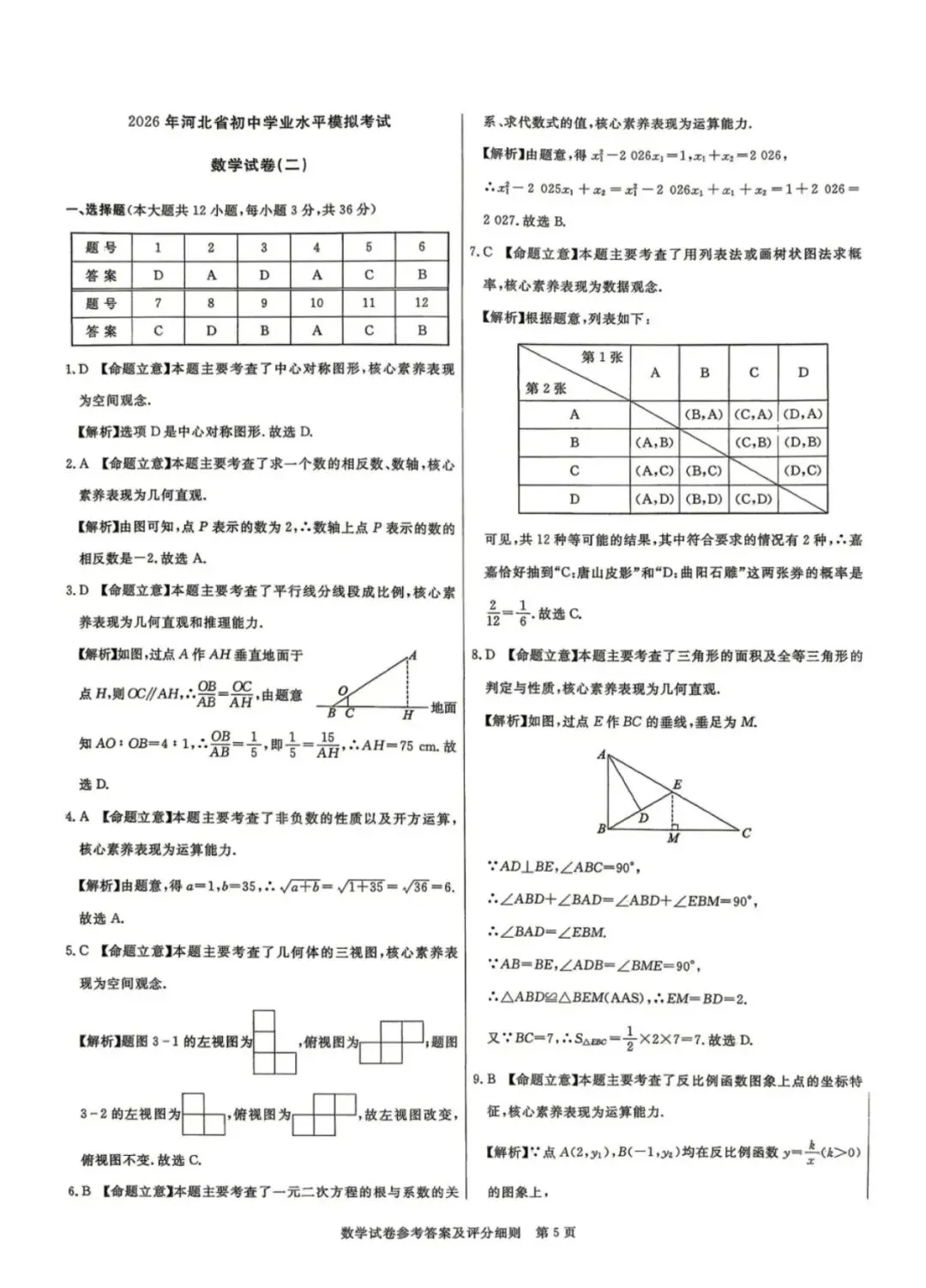 2026河北省中考预测模拟考试二含答案 第10张
