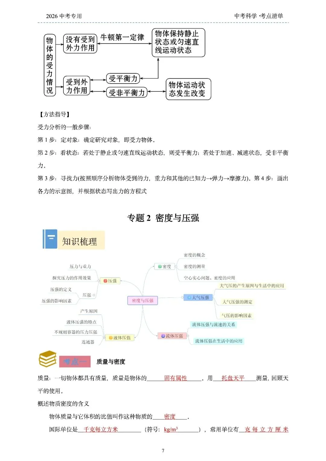 2026年浙江省中考科学【物·化·生·地】「考点清单」189页,全覆盖,超详细,复习必备!速收藏! 第9张