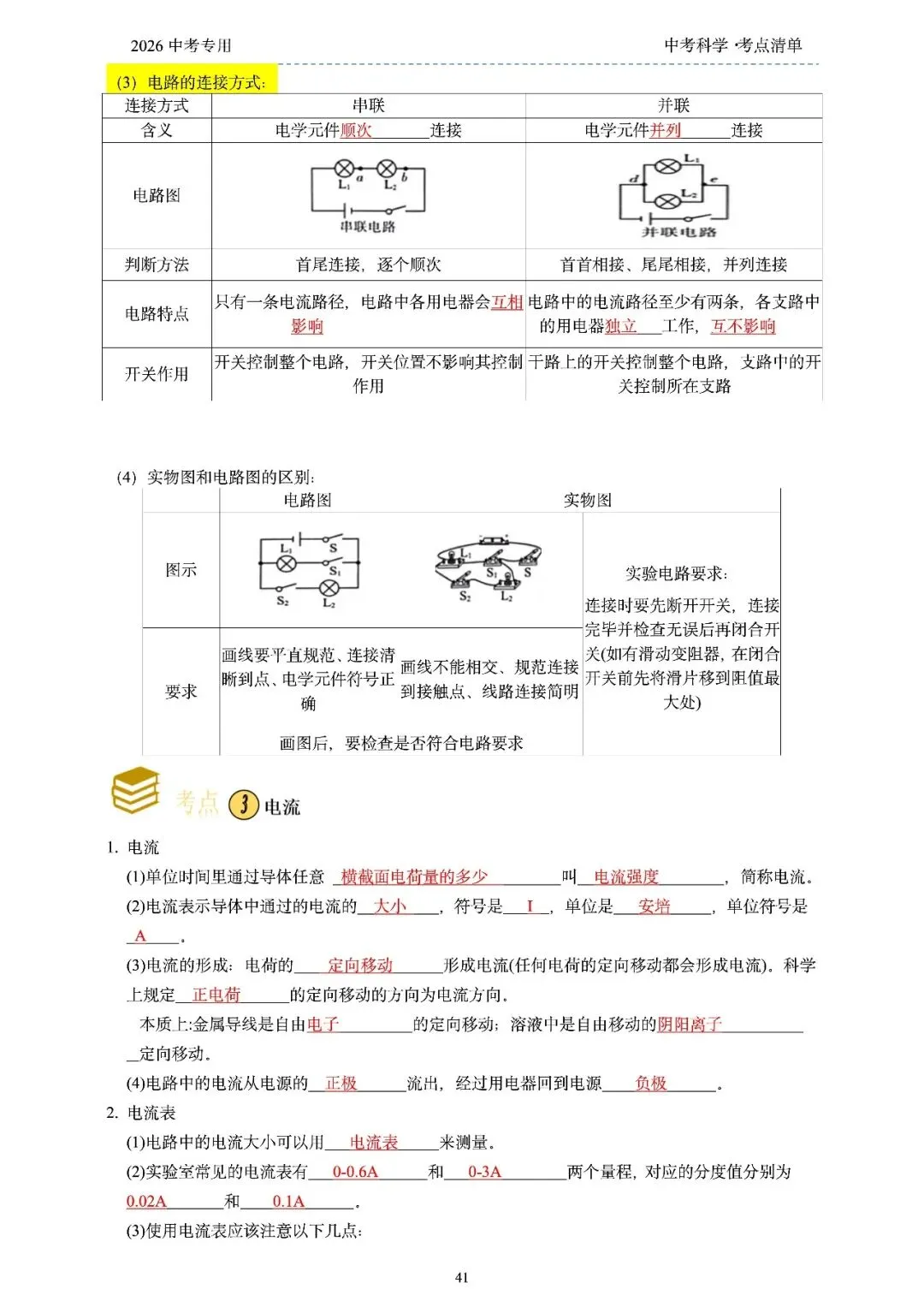 2026年浙江省中考科学【物·化·生·地】「考点清单」189页,全覆盖,超详细,复习必备!速收藏! 第43张
