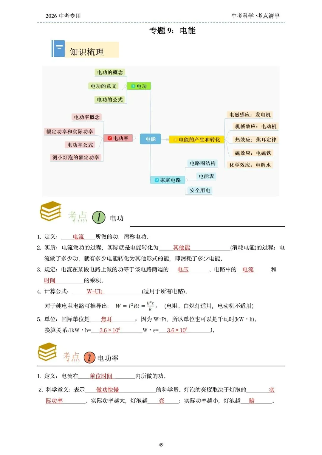 2026年浙江省中考科学【物·化·生·地】「考点清单」189页,全覆盖,超详细,复习必备!速收藏! 第51张
