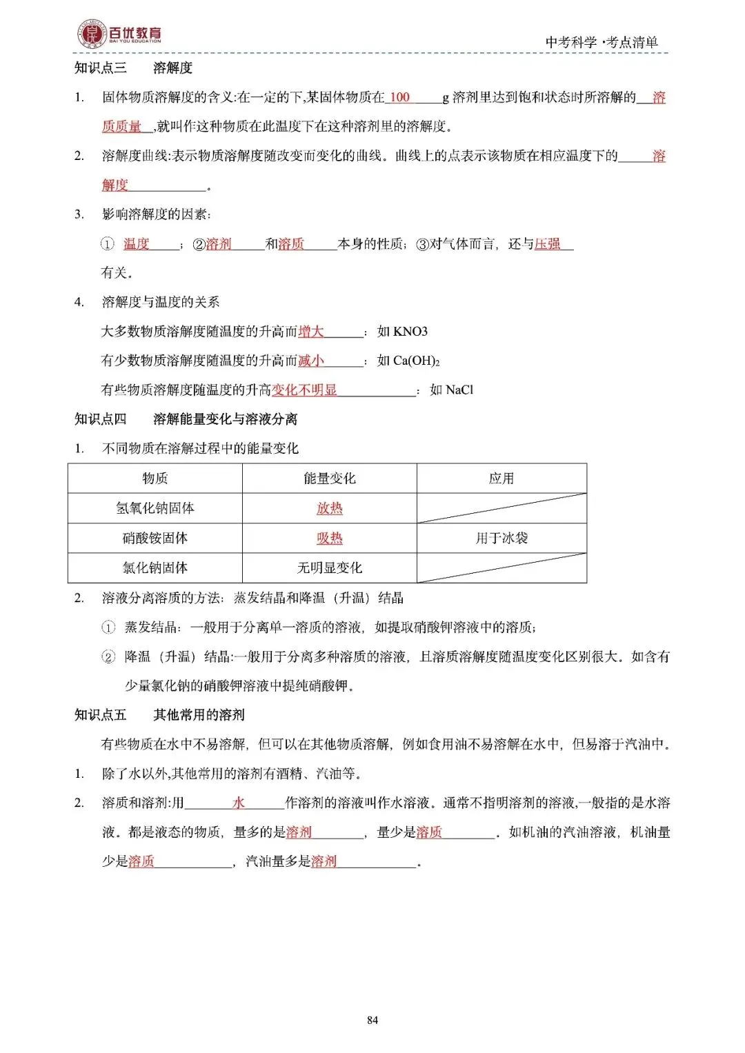 2026年浙江省中考科学【物·化·生·地】「考点清单」189页,全覆盖,超详细,复习必备!速收藏! 第87张