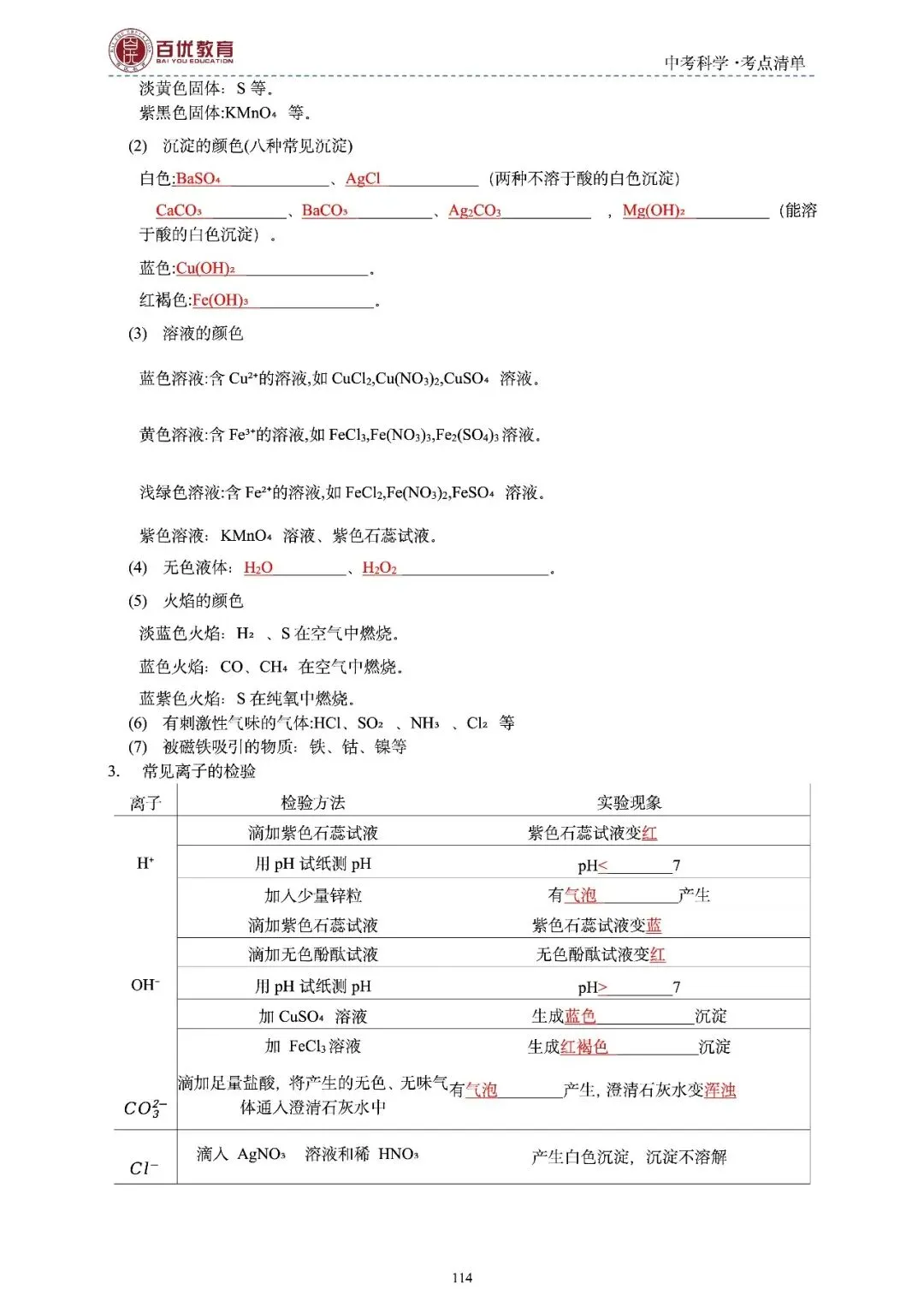 2026年浙江省中考科学【物·化·生·地】「考点清单」189页,全覆盖,超详细,复习必备!速收藏! 第116张