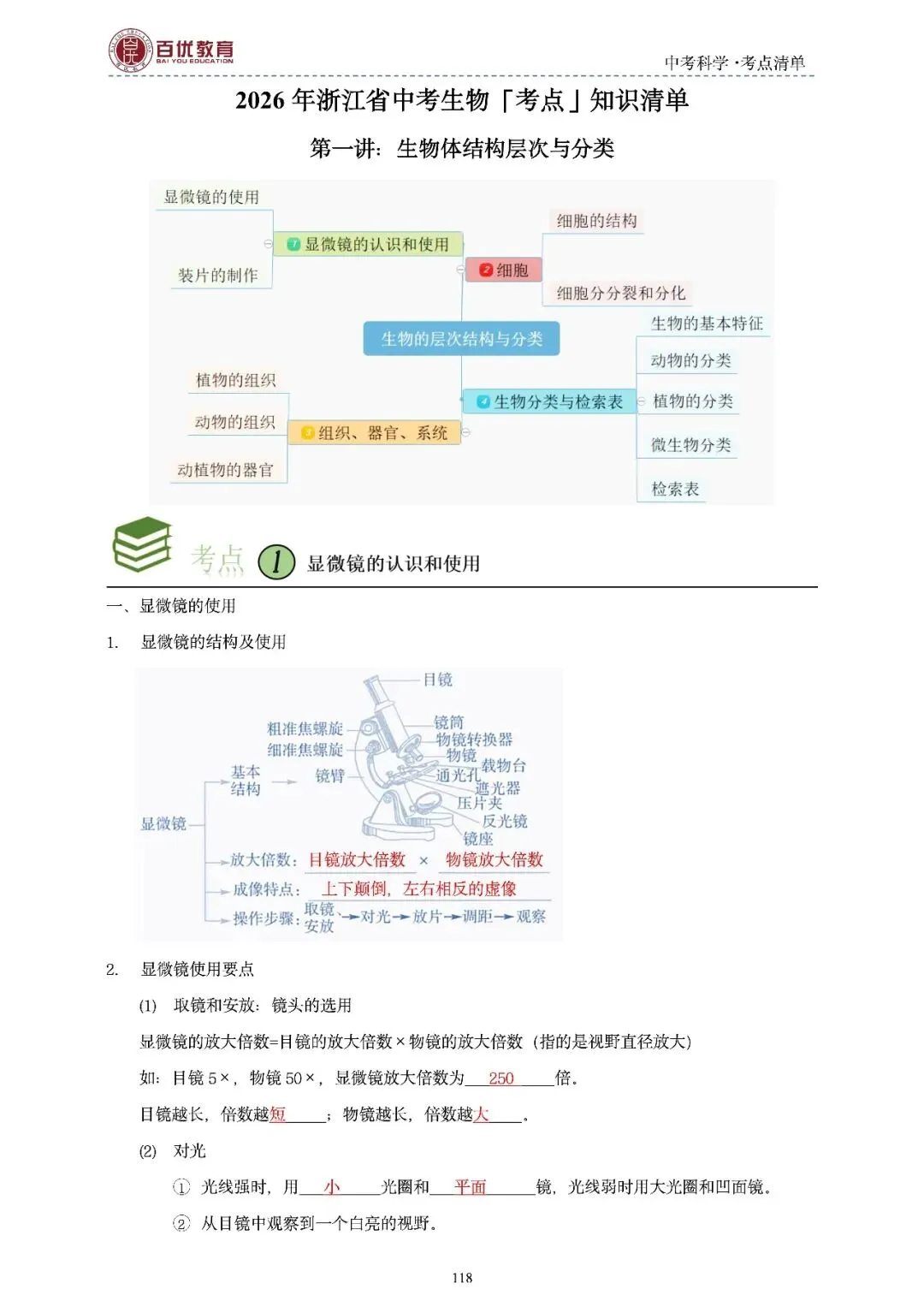 2026年浙江省中考科学【物·化·生·地】「考点清单」189页,全覆盖,超详细,复习必备!速收藏! 第120张