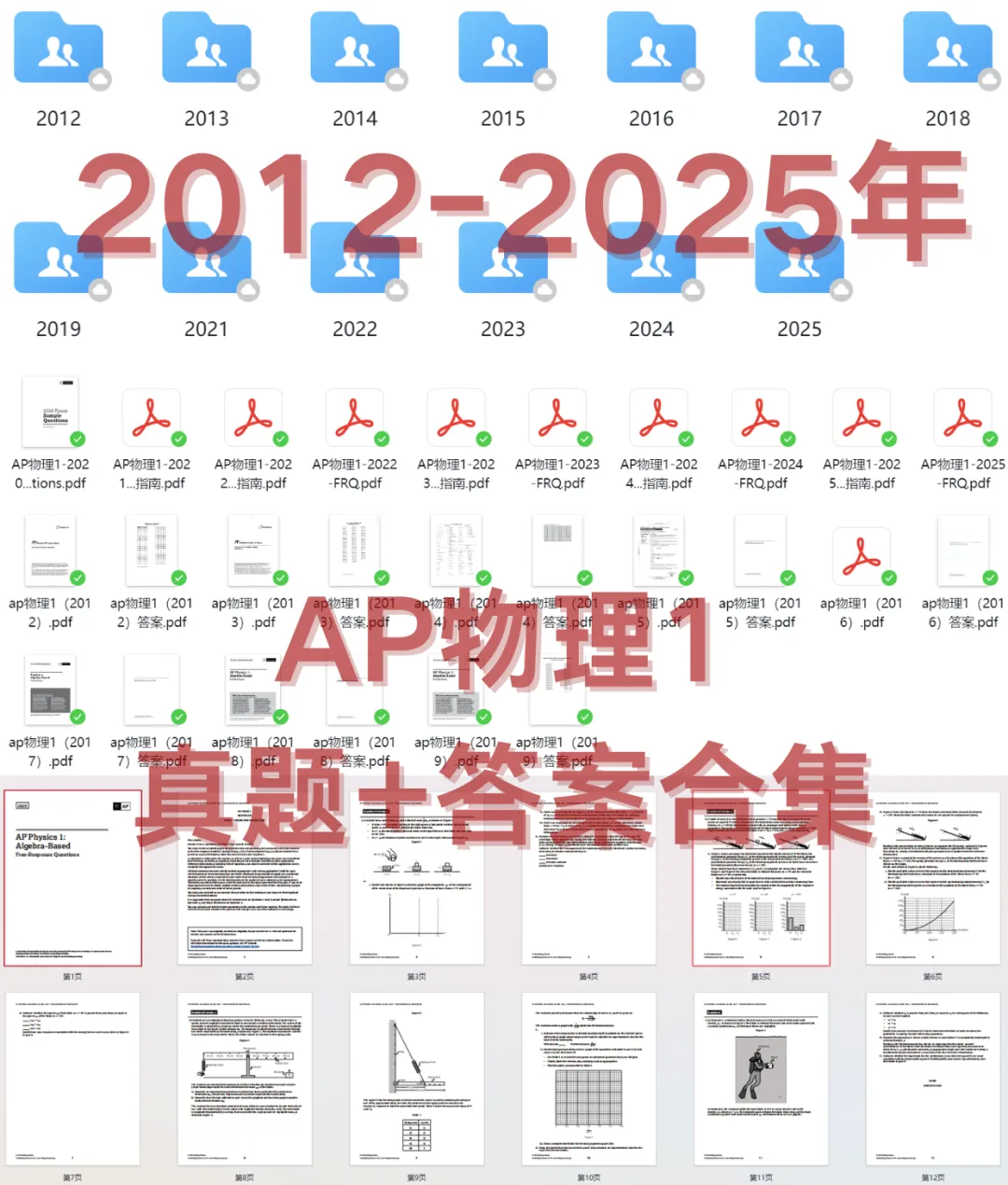 5 分必刷!AP物理1 近10年真题+答案合集(MCQ+FRQ) 可下载 第1张