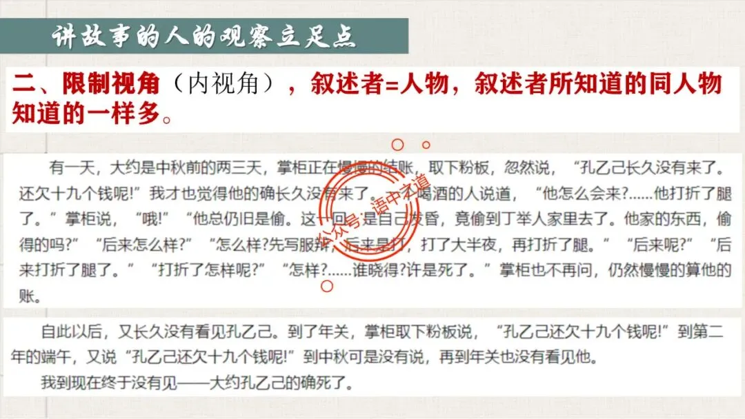 【对标真题】小说【叙述艺术】一课通(叙述视角+叙述人称+叙述方式+叙述技巧) 第61张