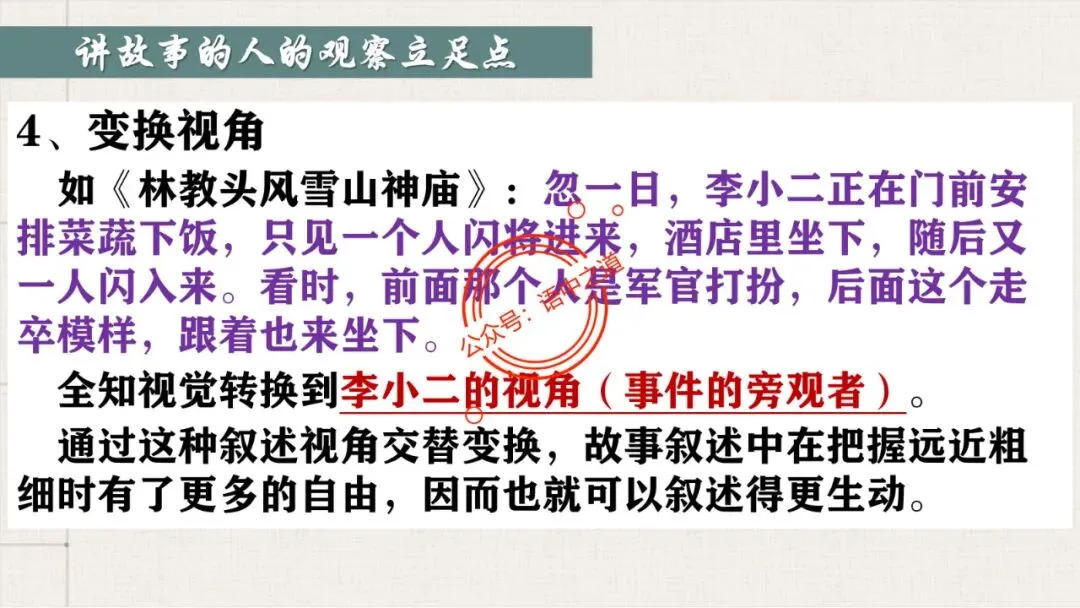 【对标真题】小说【叙述艺术】一课通(叙述视角+叙述人称+叙述方式+叙述技巧) 第64张