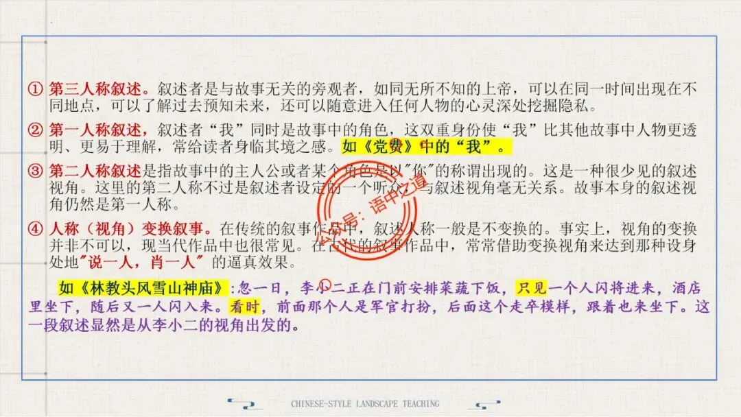【对标真题】小说【叙述艺术】一课通(叙述视角+叙述人称+叙述方式+叙述技巧) 第82张