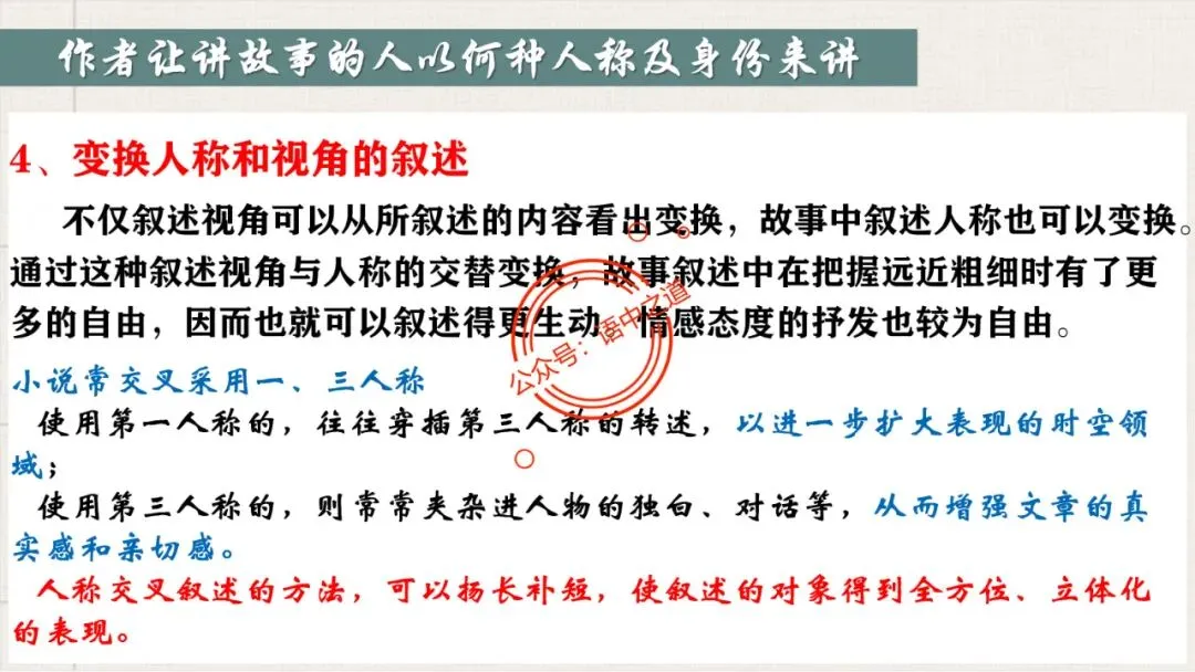 【对标真题】小说【叙述艺术】一课通(叙述视角+叙述人称+叙述方式+叙述技巧) 第91张