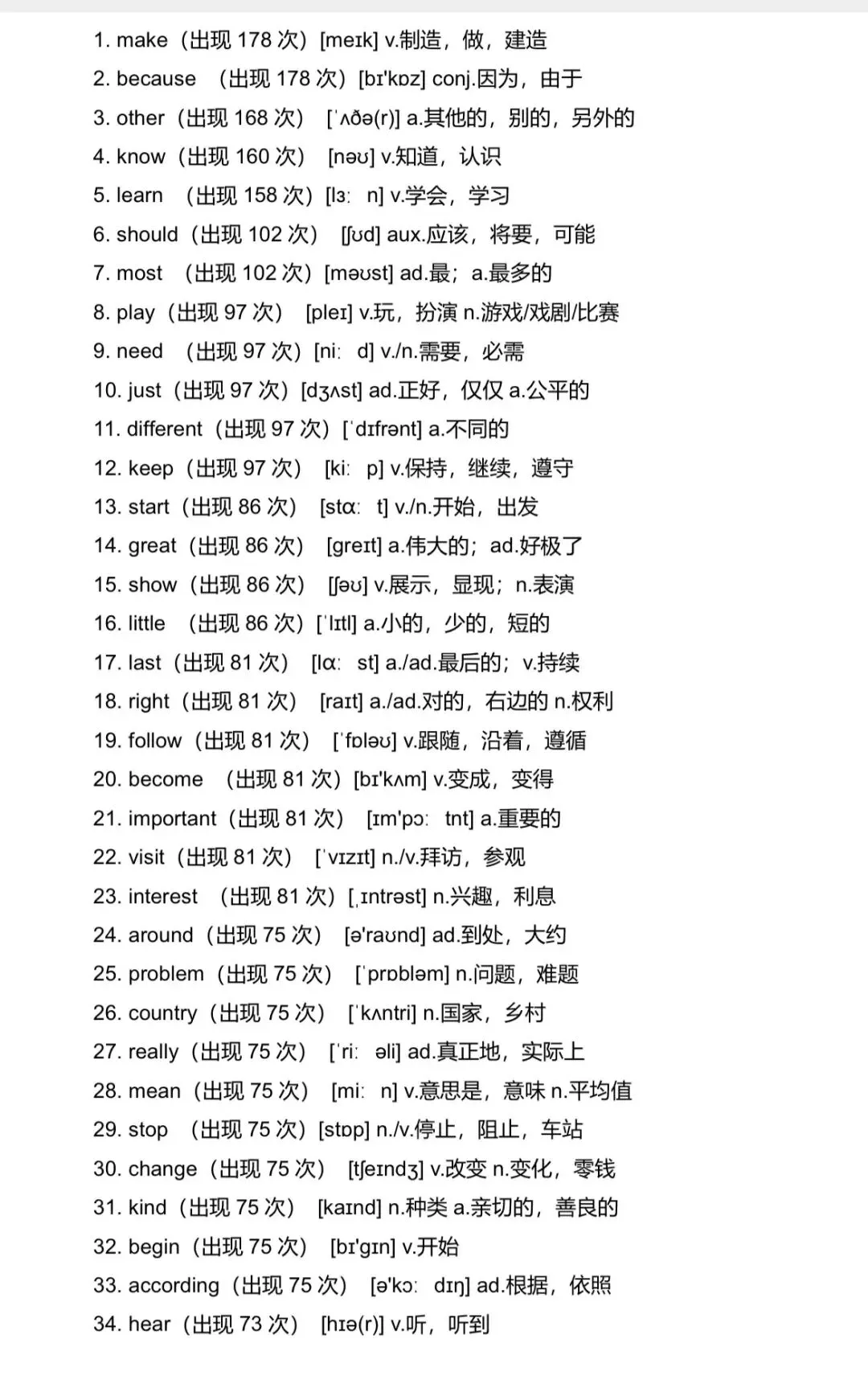 中考英语高频词汇(共225个),请牢记! 第1张