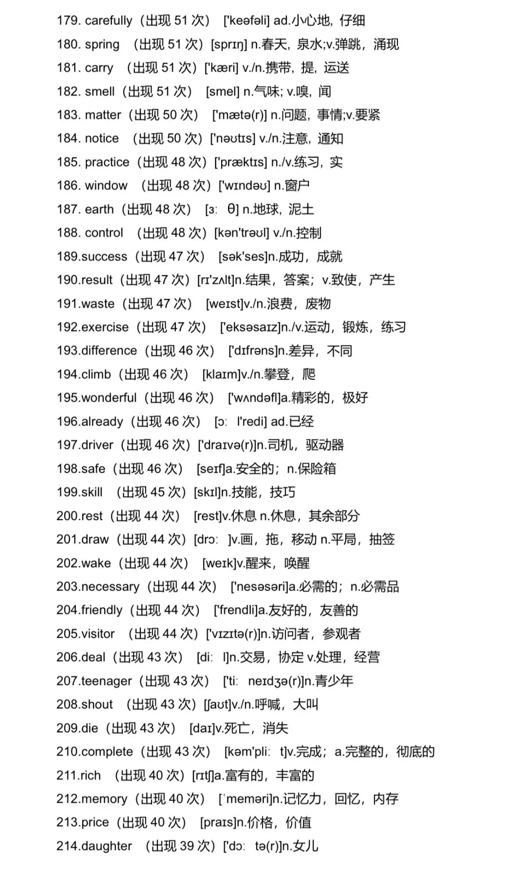 中考英语高频词汇(共225个),请牢记! 第6张