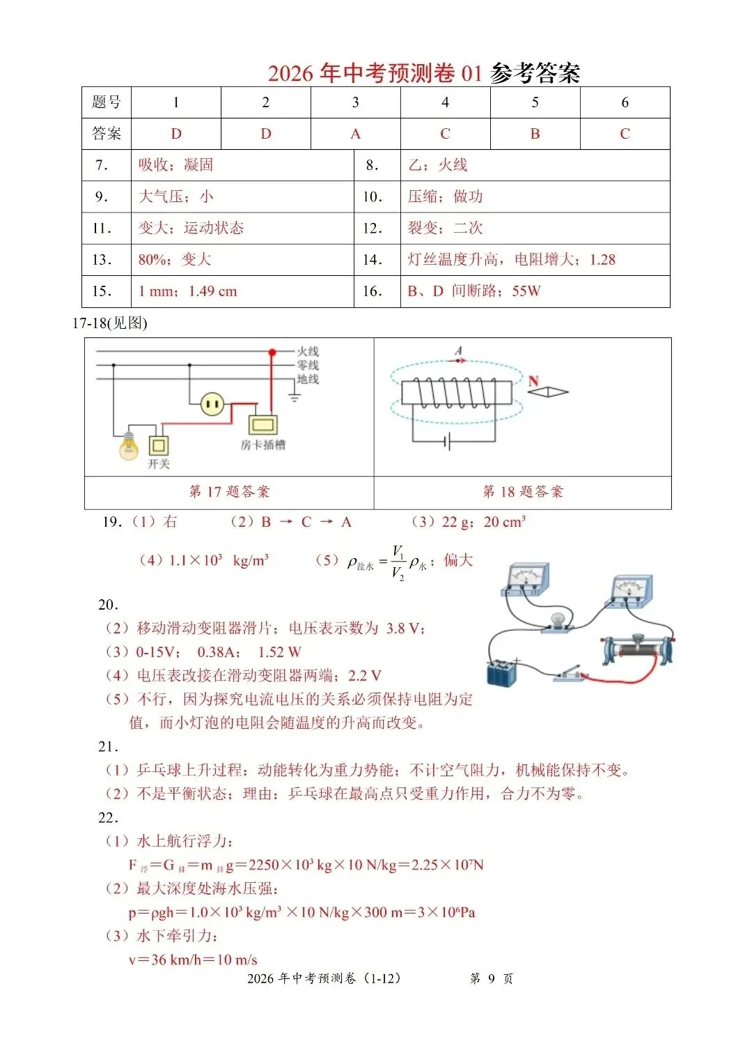 2026中考物理预测卷 第9张