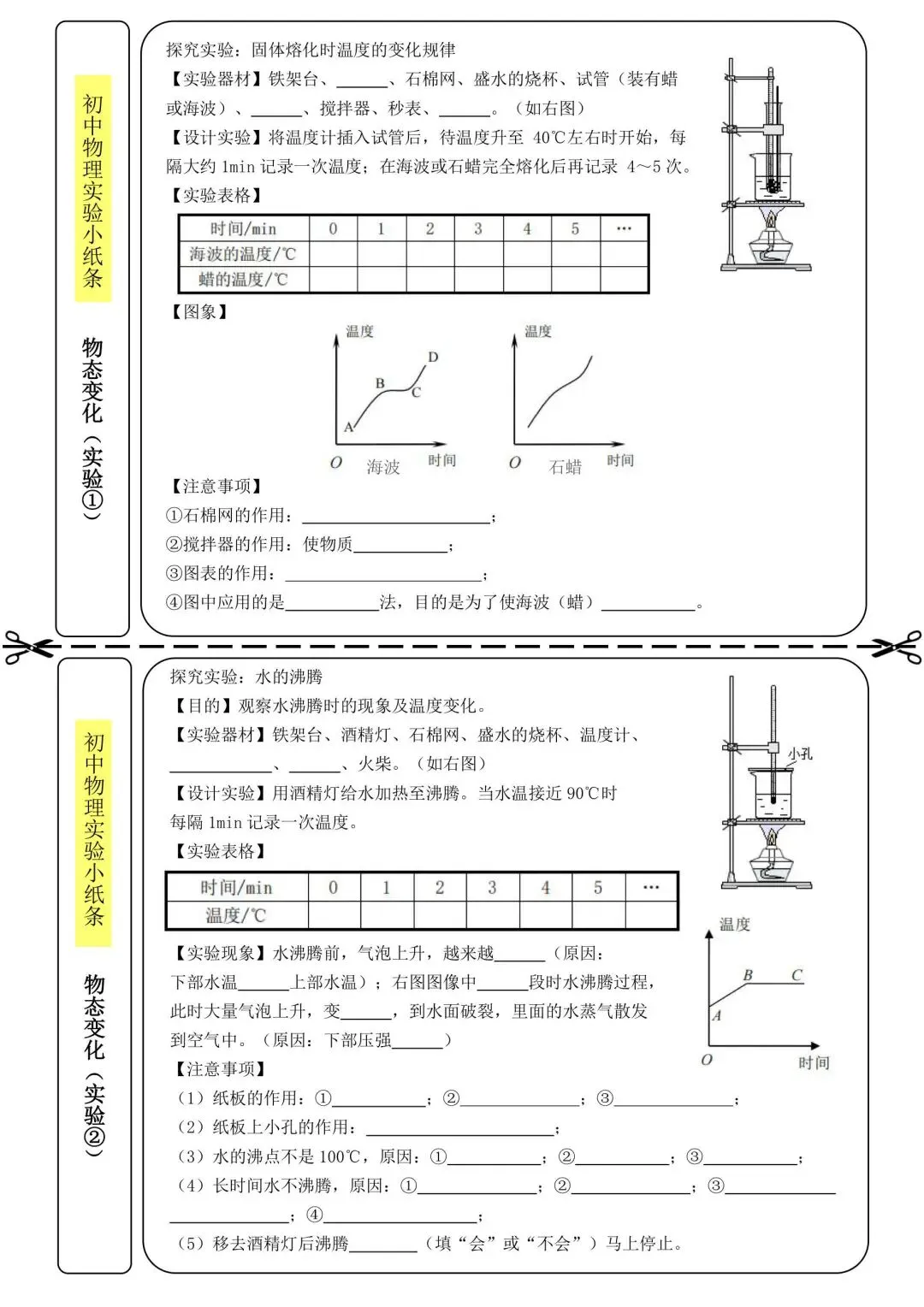 中考物理实验考点填空小纸条 第4张