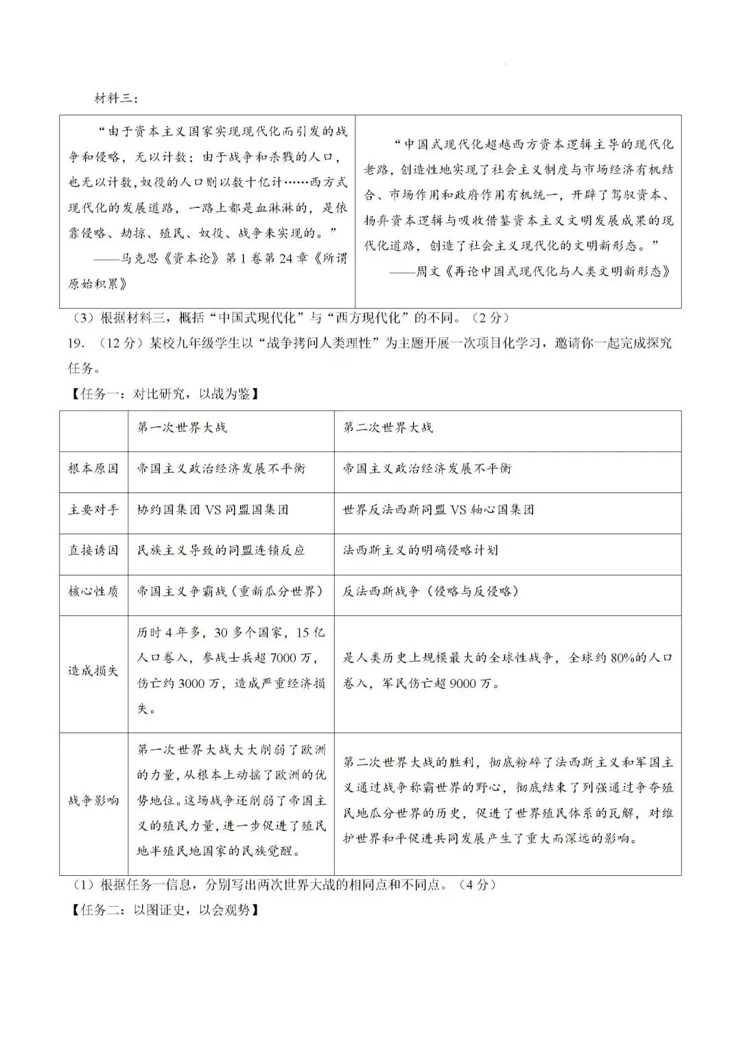 中考历史仿真题1 第7张