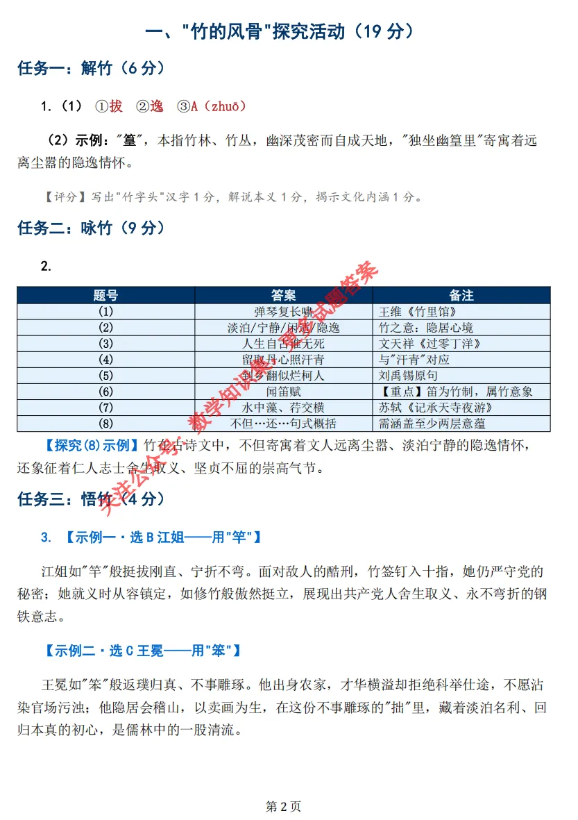 【中考一模31】26.5月金华市统测中考一模语文试题答案全解析 (可下载@首发0507) 第10张