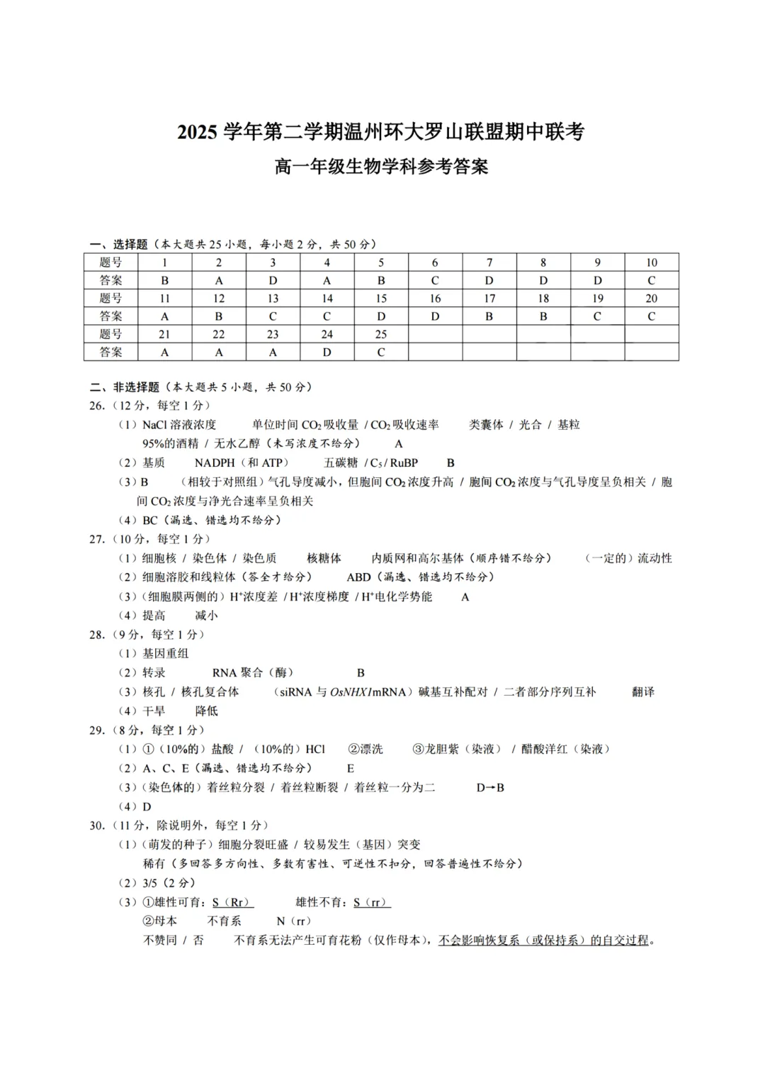 高一期中试卷|温州环大罗山联盟高一第二学期期中联考试卷+答案(内含下载链接) 第14张