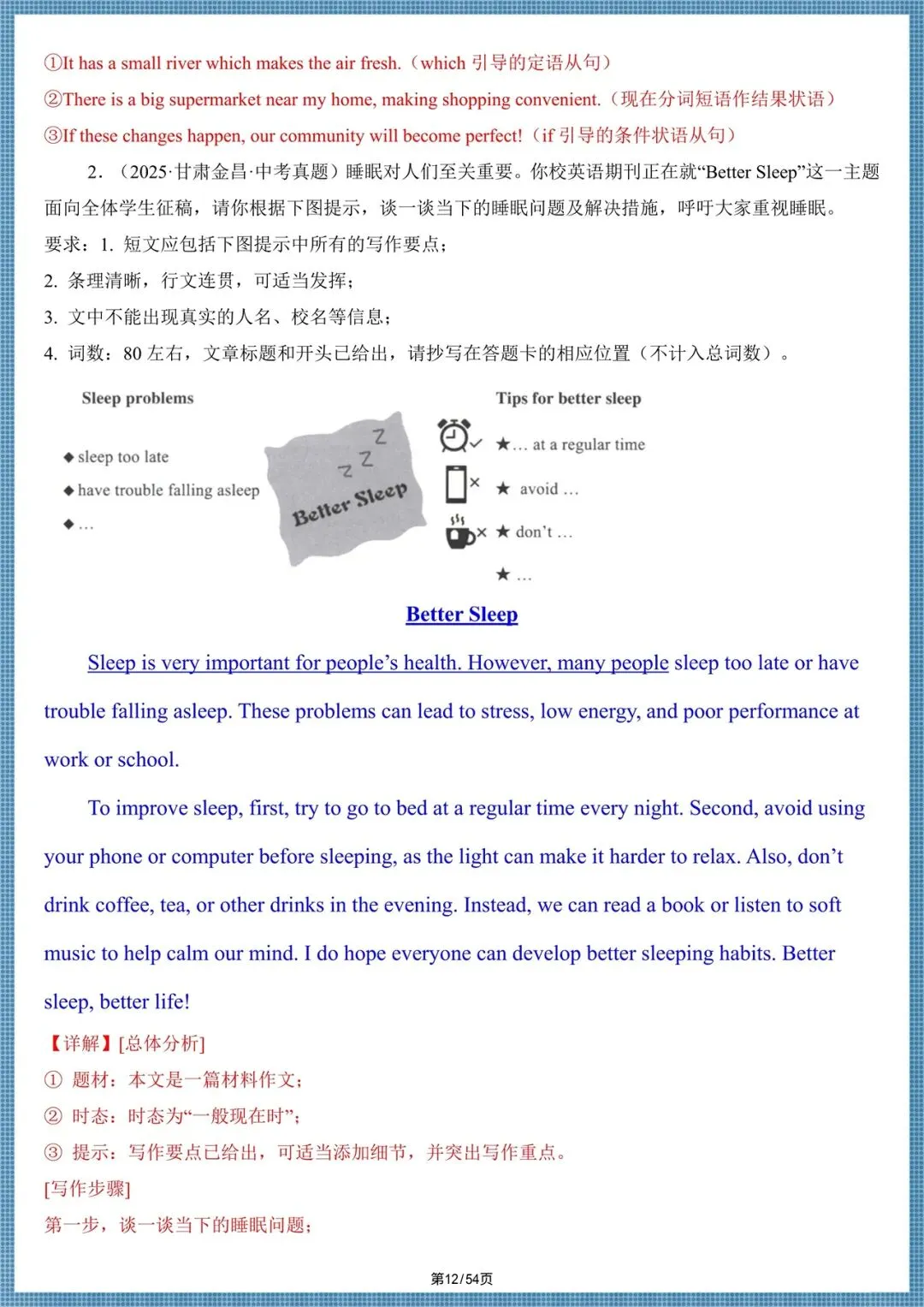 2026年(中考英语)写作满分模板汇总(全册题型梳理)备战中考必备,完整电子版可打印! 第12张