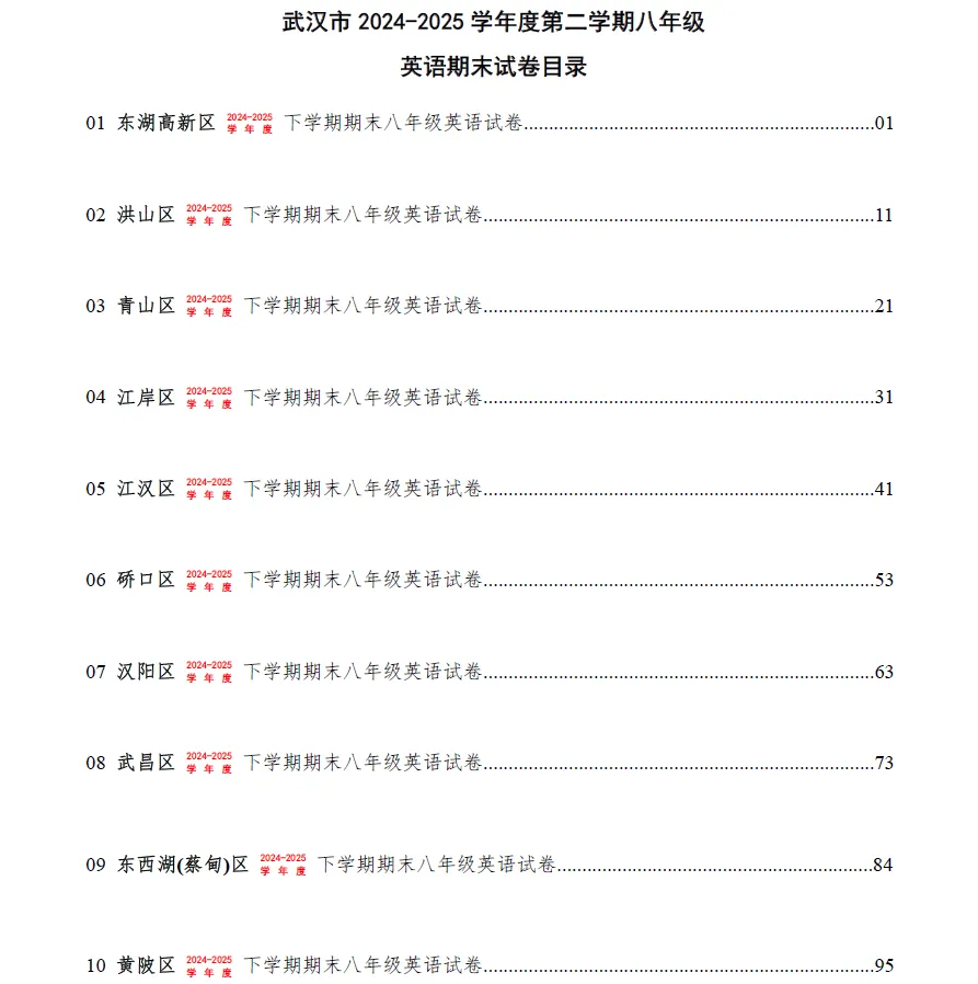 重磅推出:武汉2026年八下英语期末真题训练(含答案) 第2张